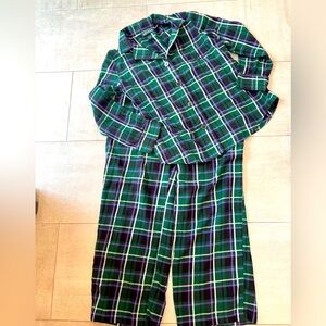 Ralph Lauren plaid pajamas - classic button down top, elastic & drawstring pants